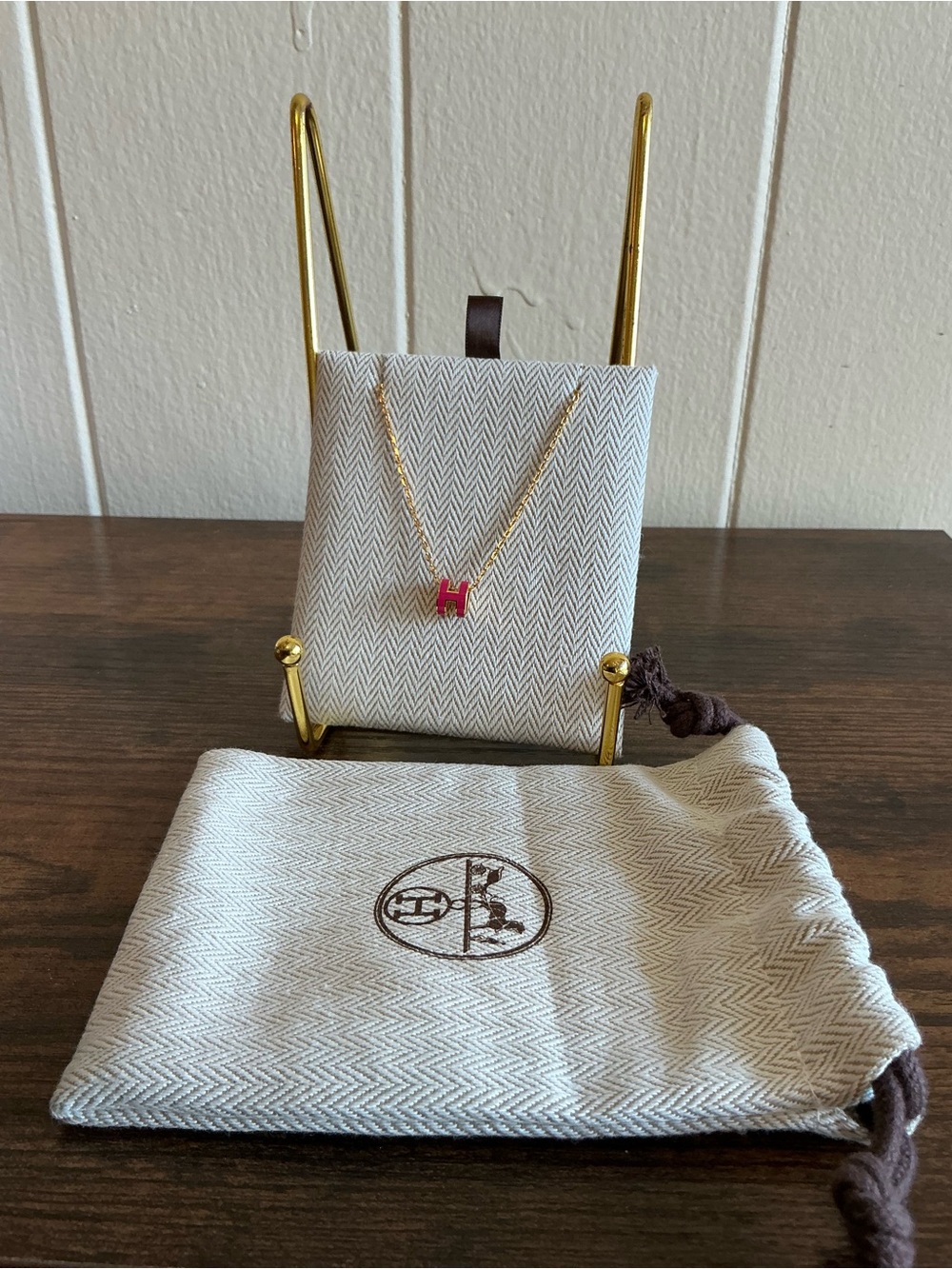 A NWOT Pink Hermès Mini Pop H Pendant Necklace